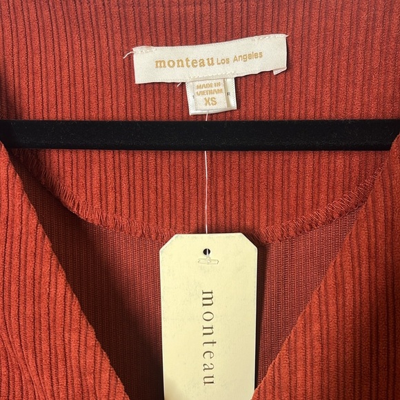 Monteau LA Corduroy Mini Dress NWT XS Preppy Fall Layered Look - Picture 3 of 7